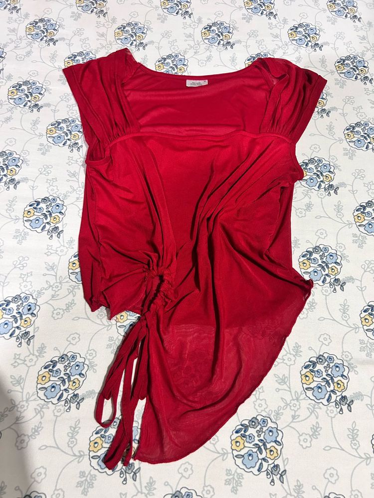 Red Tie Detail Top Little Box