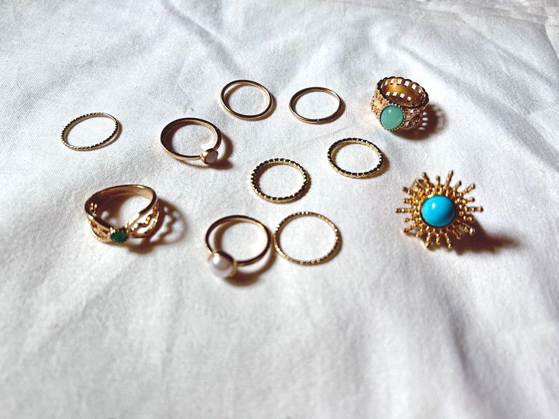 Set Of 11 Stunning Anti Tarnish Gold Rings ✨