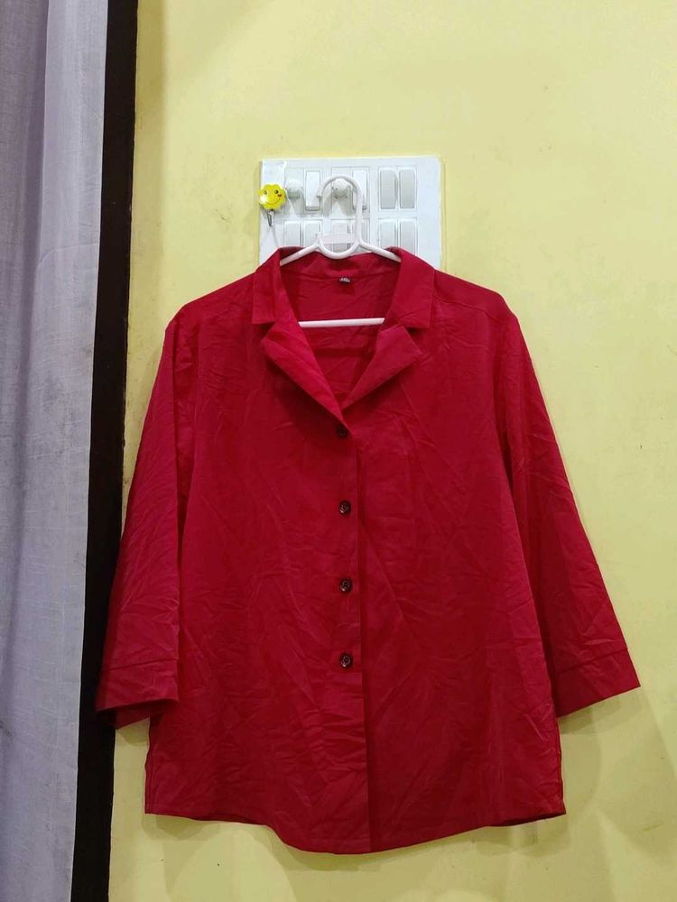 Red Button-Down Top Bust 36-40