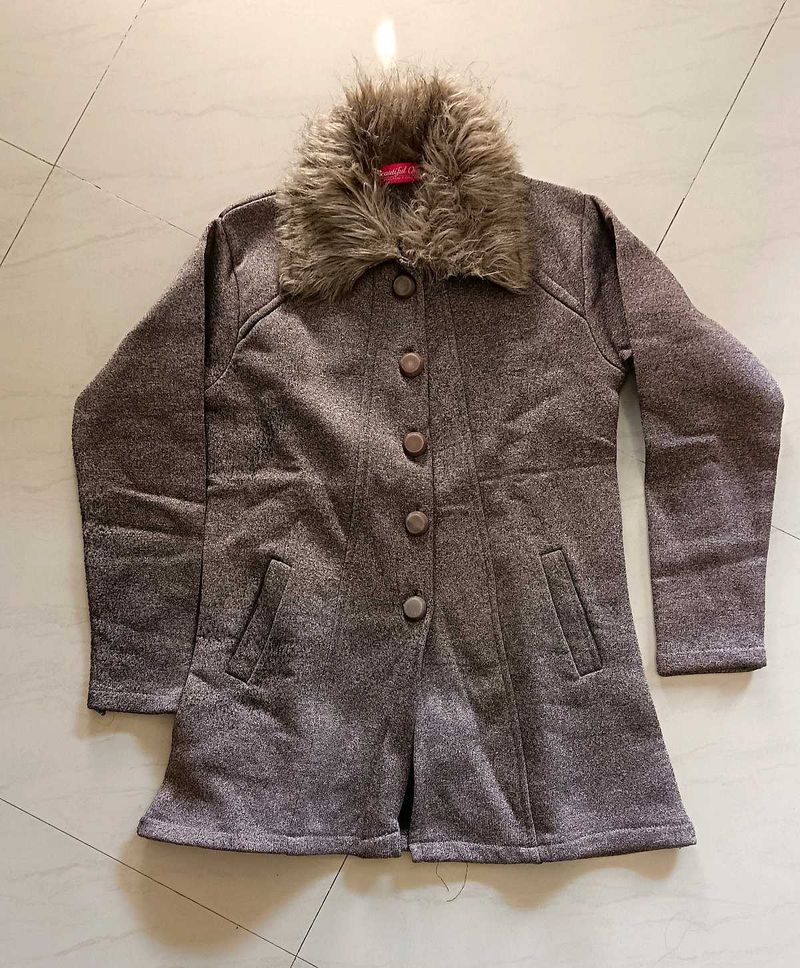 Elegant Faux Fur Collar Coat