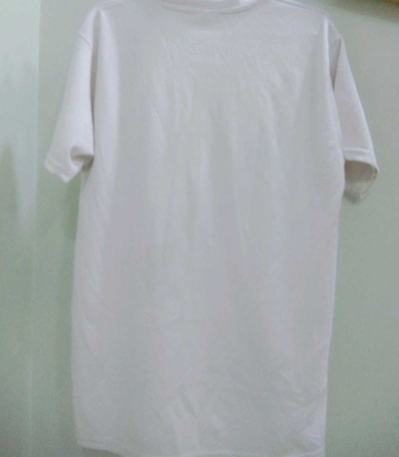 MENS ROUND NECK LION LOGO PRINT WHITE TSHIRT