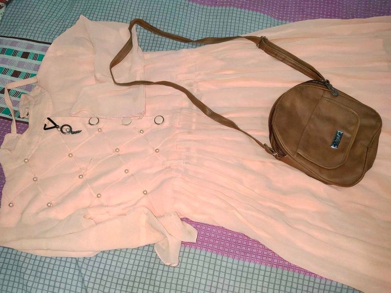 Brown Handbag and  dress combo