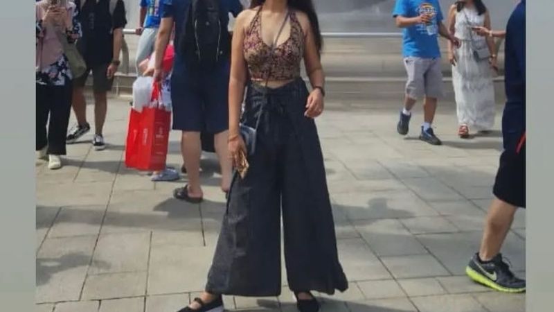 Black Top And Flayerd Stylish Long Pants Combo