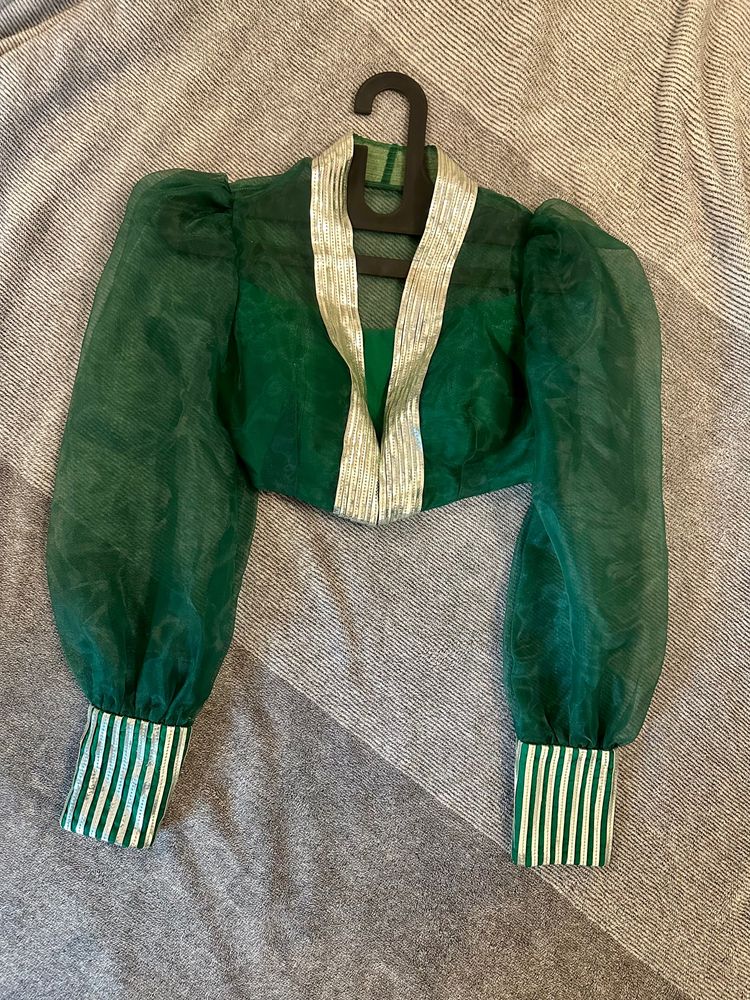 Puffed Sleeves Stitched Blouse