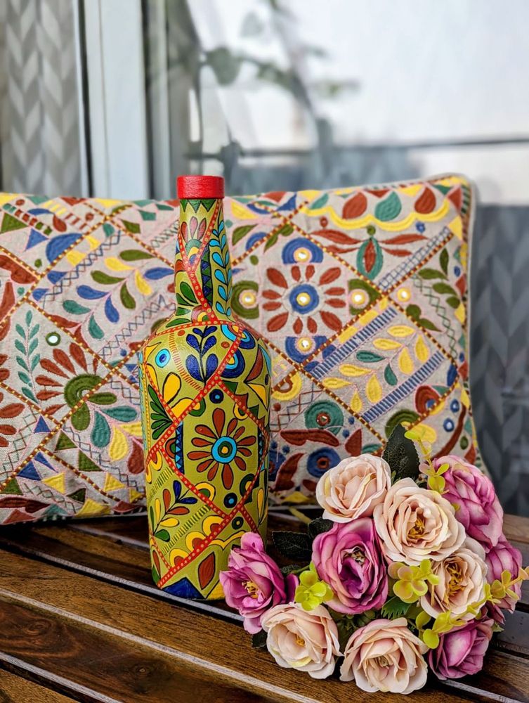 Hand-Painted Bottle Decor