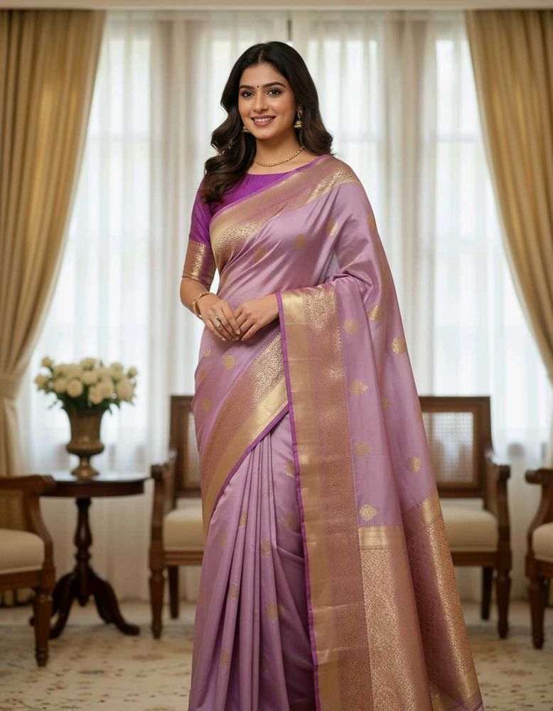 Elegant Lavender Silk Saree