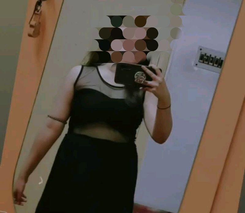Sheer Panel Mini Dress