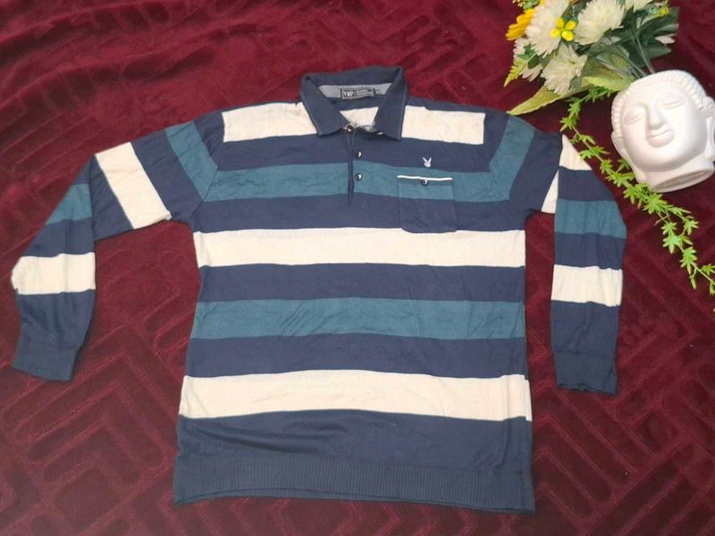 Striped Long Sleeve Polo Shirt