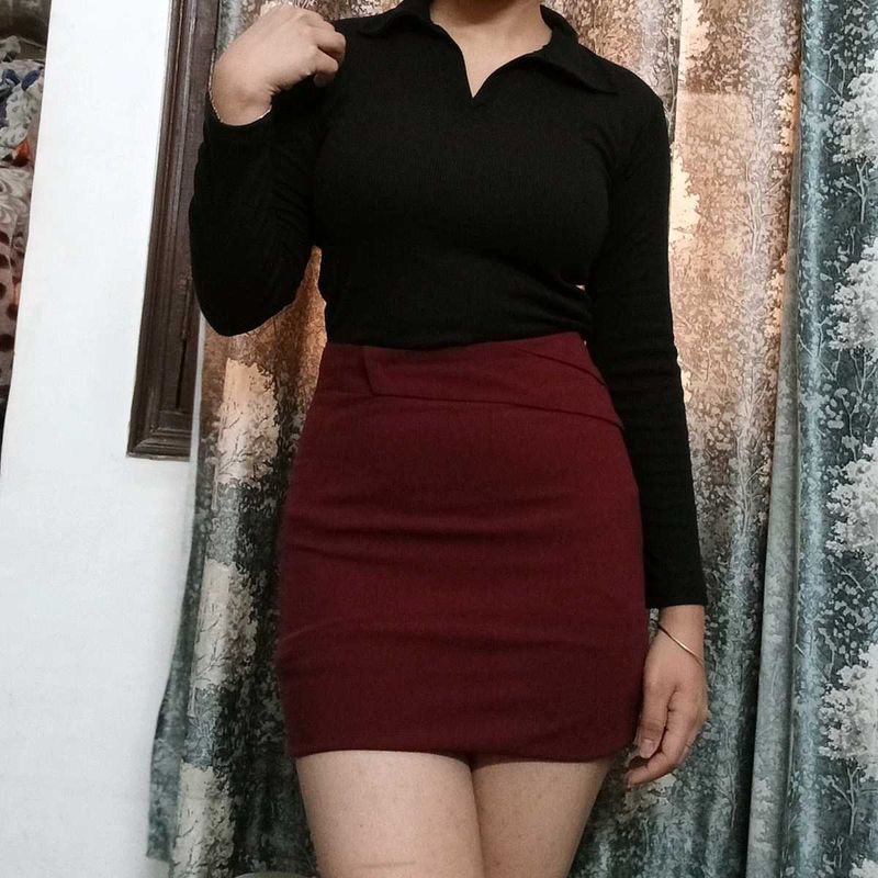 Maroon Tight Skirt