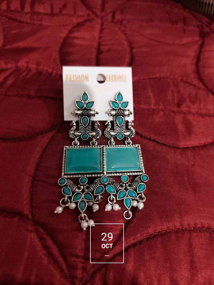 Teal Fashion Earrings