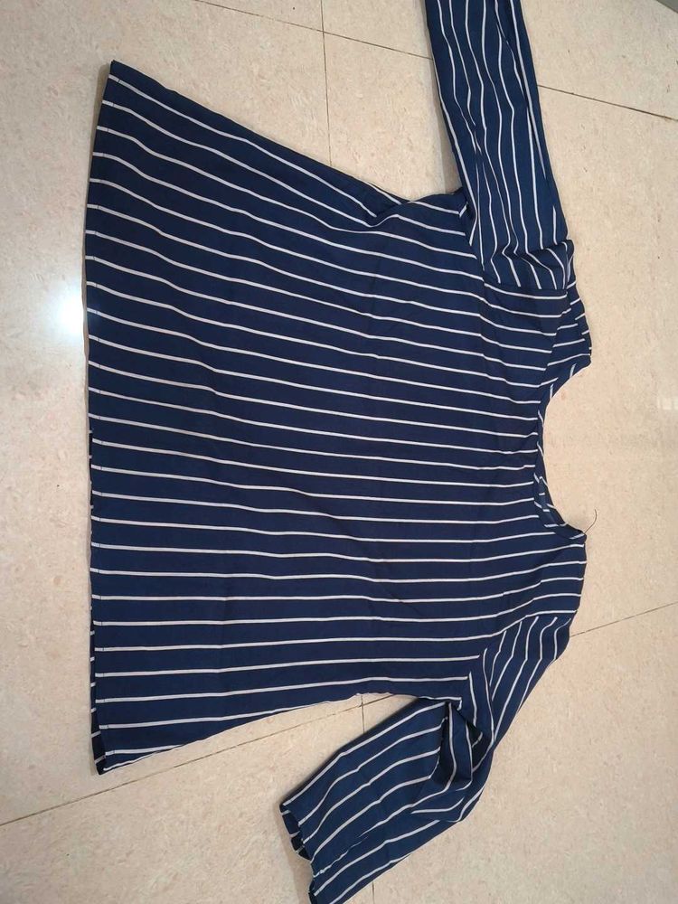 Striped Navy Blue Women&#39;s Top