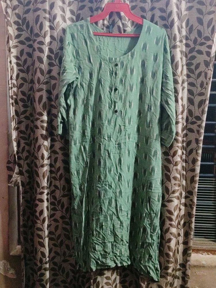 Green Printed Kurta
