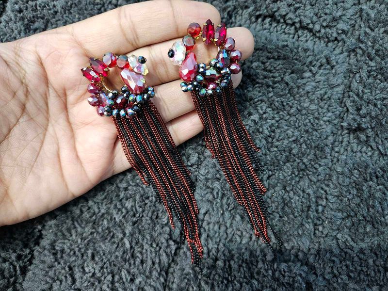 Red Tassel Earrings