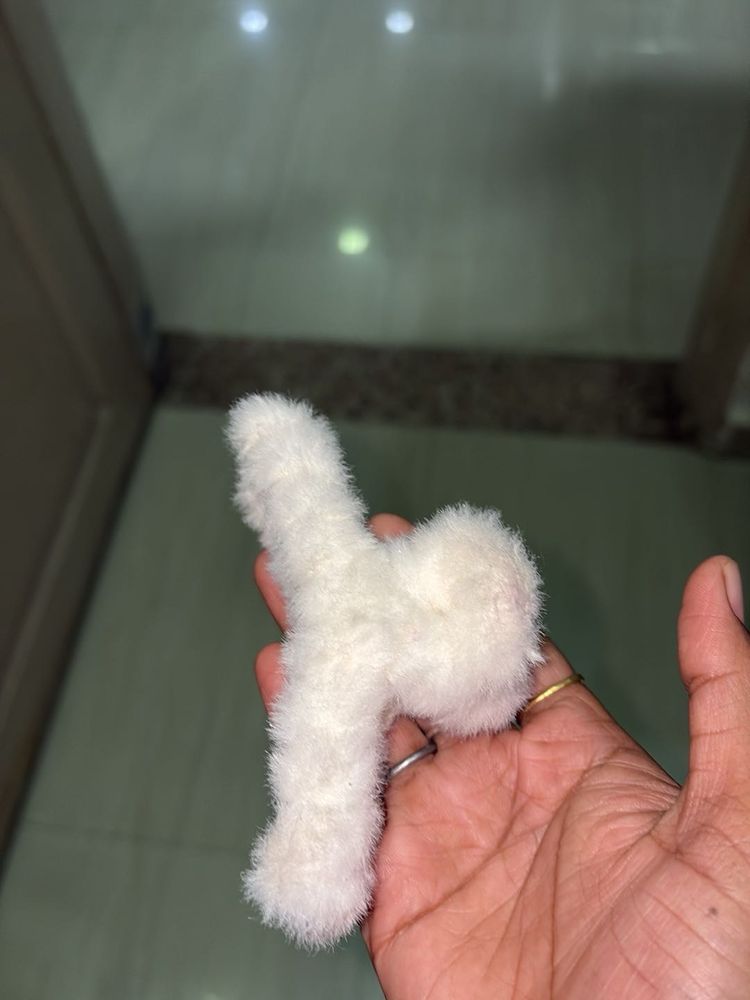 Fluffy White Hair Clip