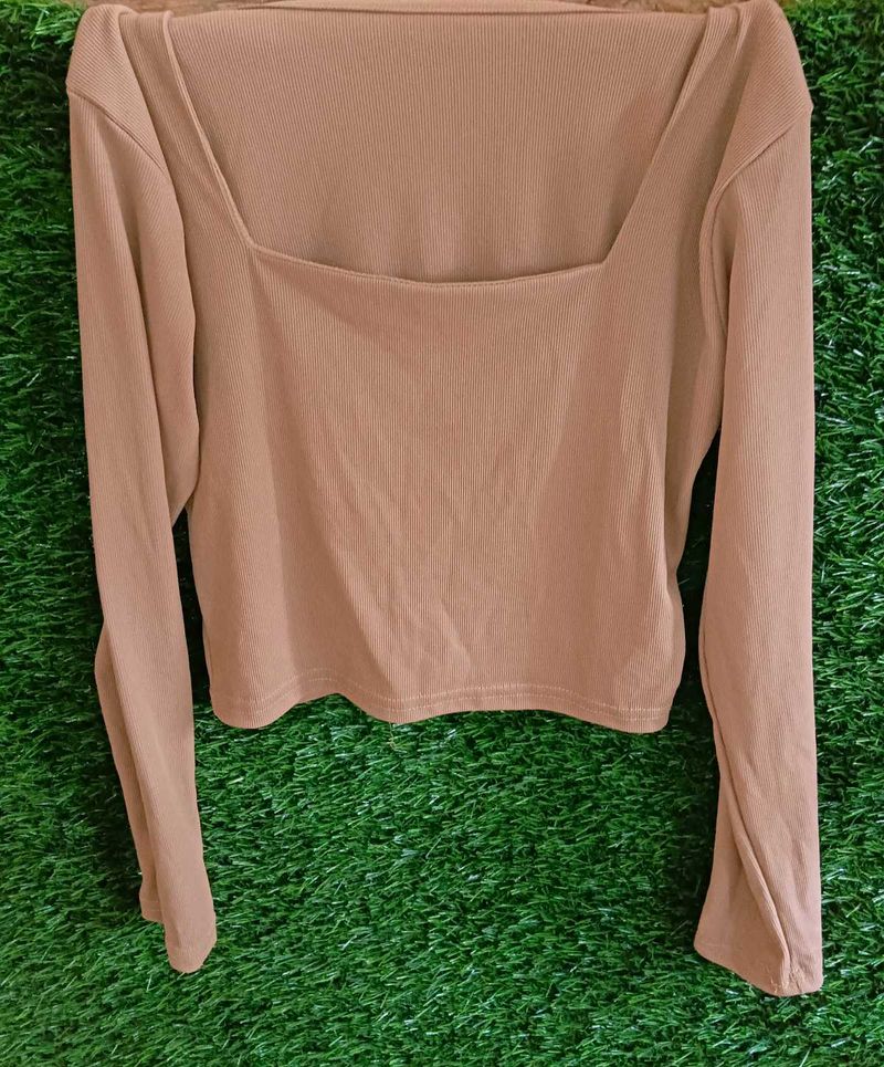Square Neck Long Sleeve Top