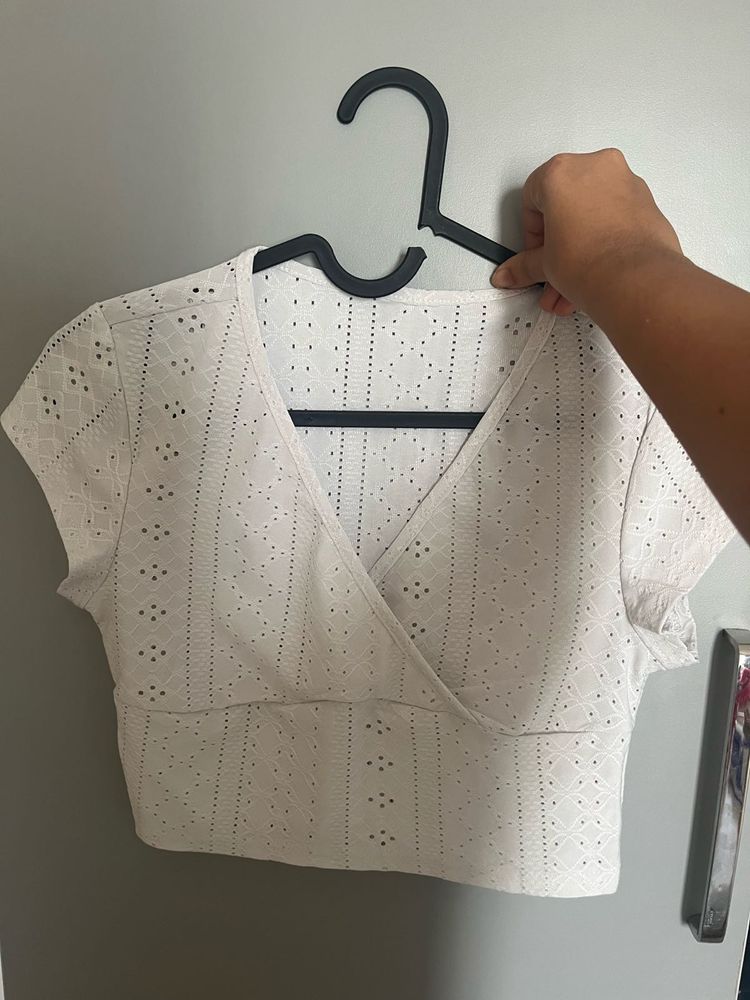 White Eyelet Crop Top