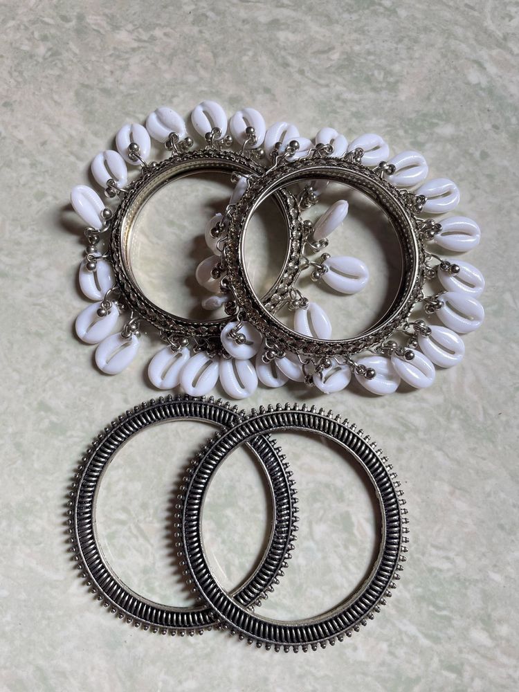 Combo of 2 set silver bangles