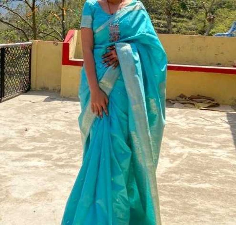 Aqua Blue Silk Saree