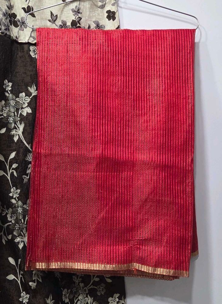 Red Woven Fabric with Gold Border