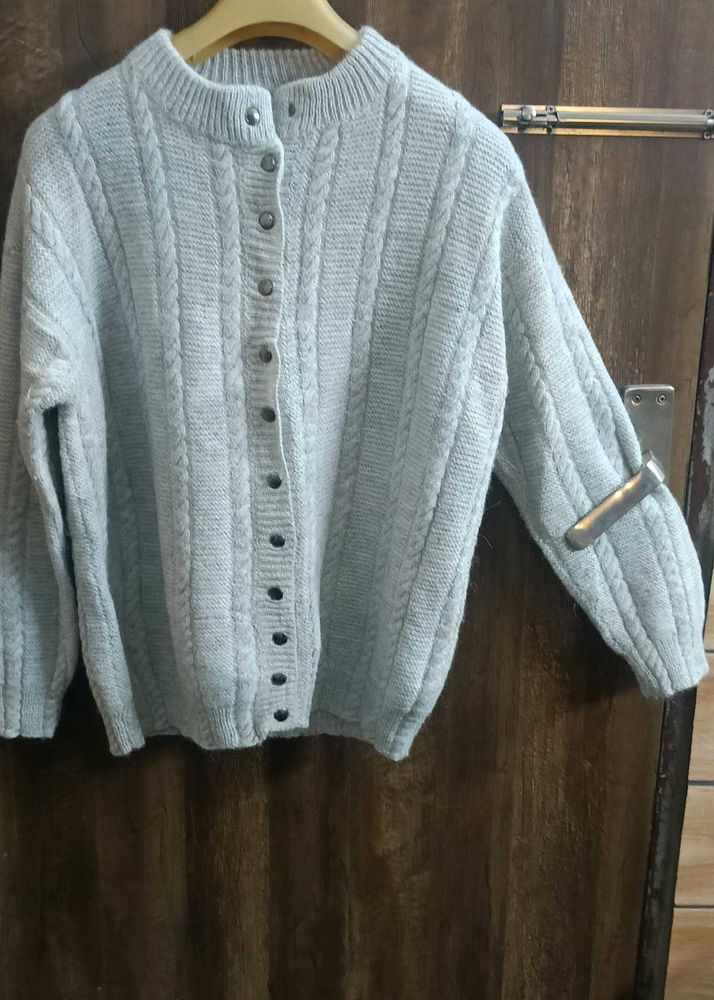 Negotiable : Gray Cable Knit Cardigan
