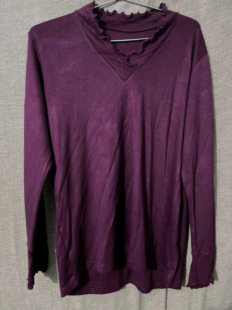 Purple Ruffle Long Sleeve Top