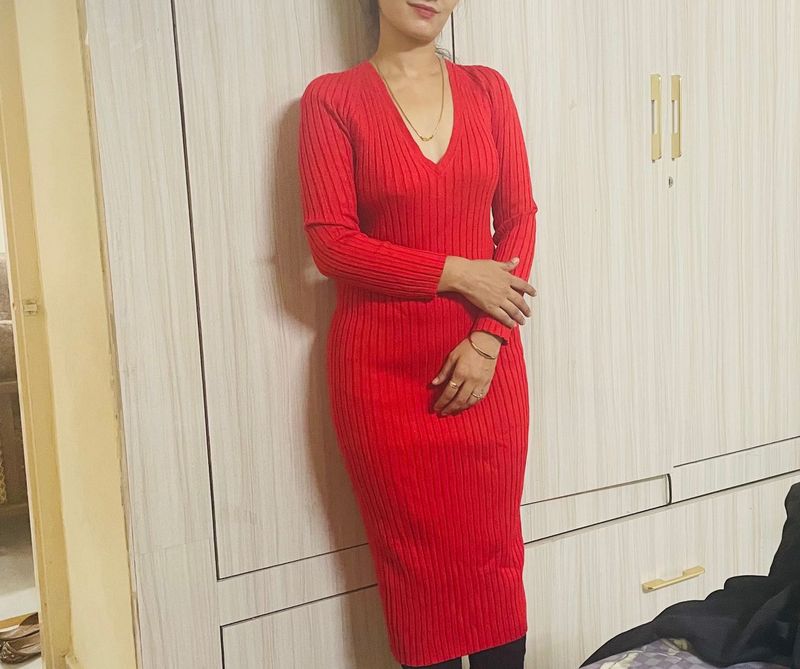 Zara RIBBED KNIT DRESS