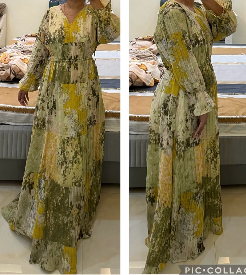 A Green Long Maxi Dress