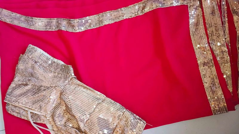 SEQUIN PARTY RED SAREE + FREE GIFT!
