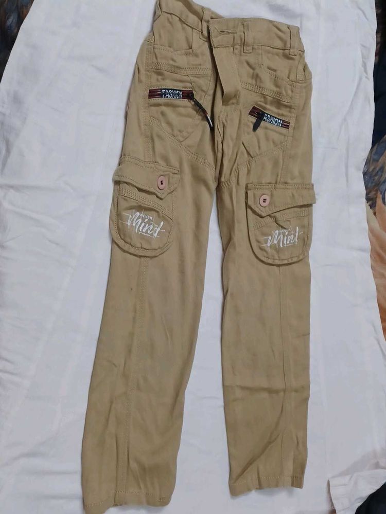 Kids Beige Cargo Pants