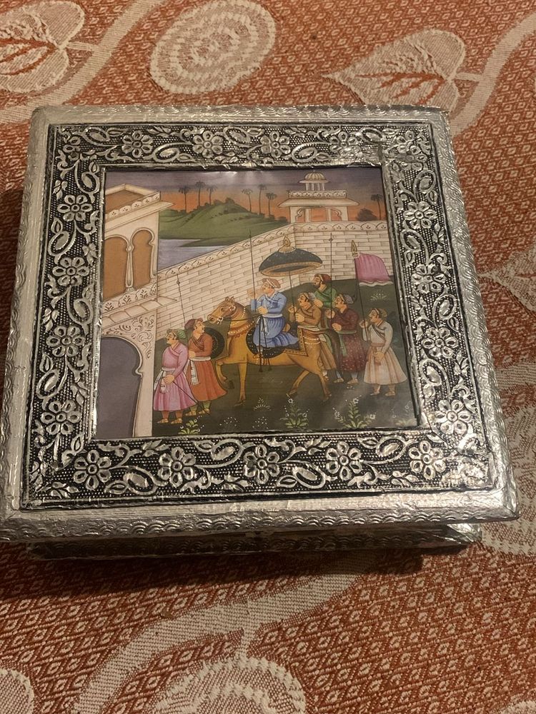 Antique Silver Like Jewellery Box