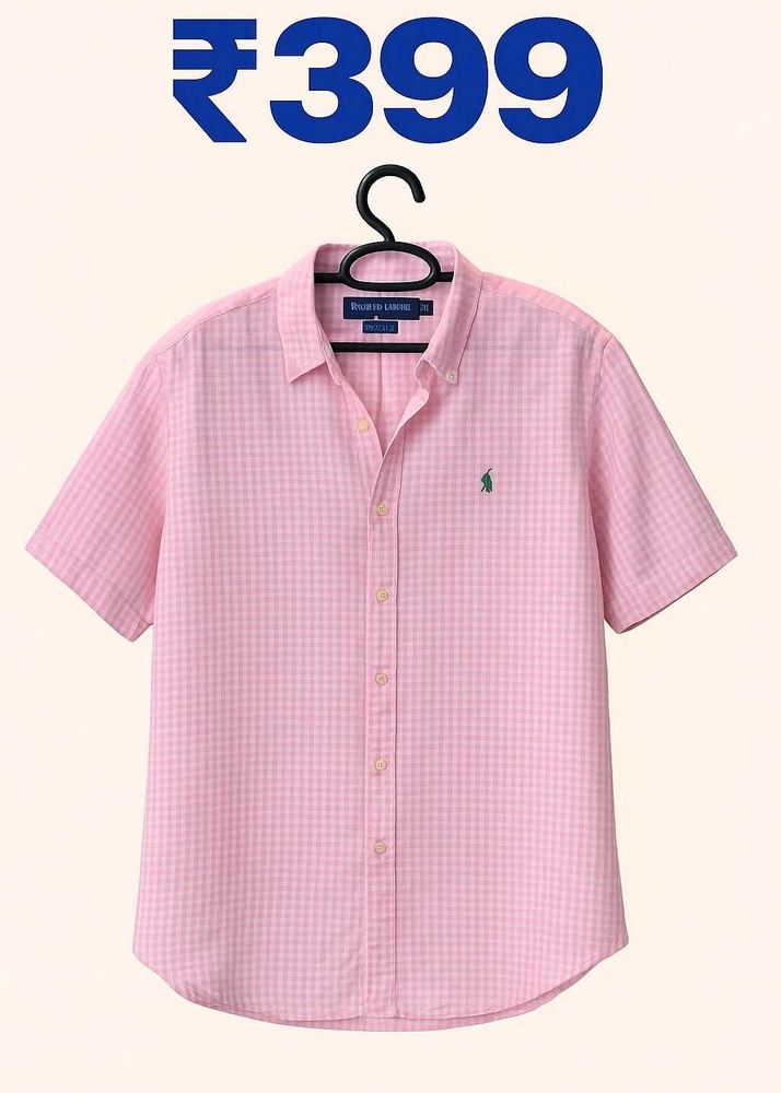 Pink Checked Short Sleeve Shirt