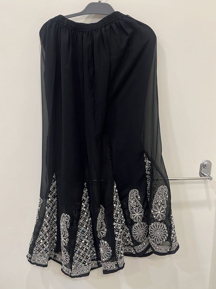 Black Chikankari Mirror Bell Bottoms