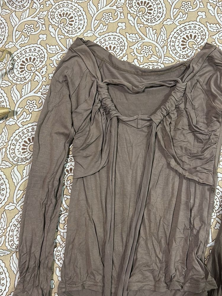 Brown Long Sleeve Top