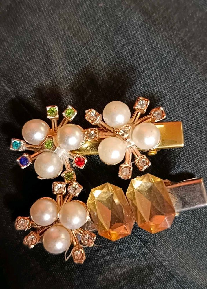 Pearl &amp; Rhinestone Hair Clips (Set of 2)