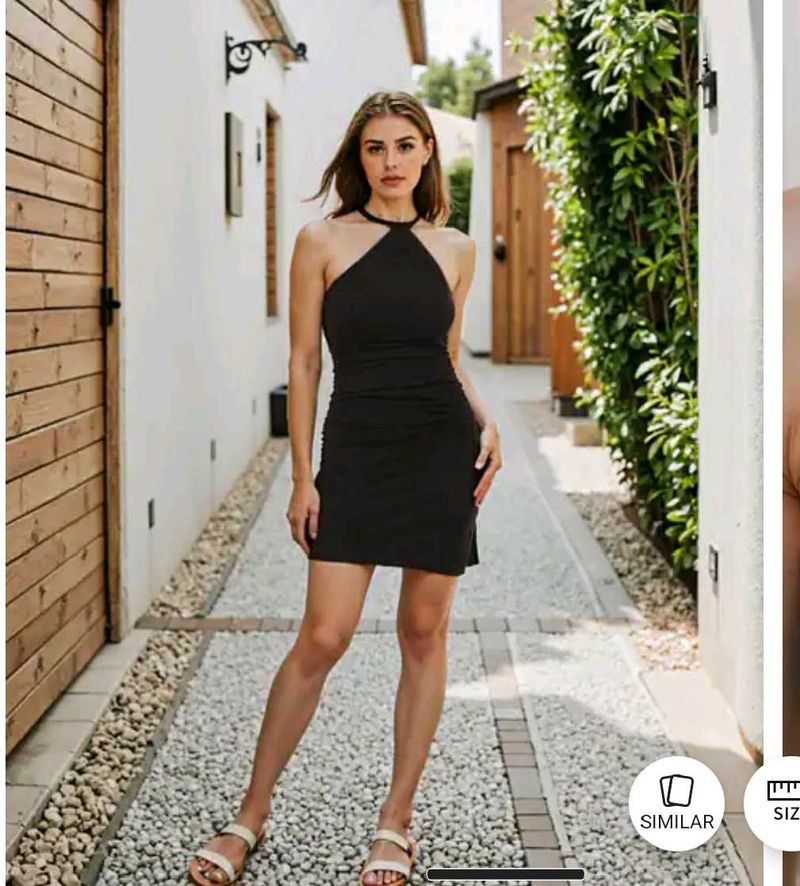 Ruched Halter Mini Dress