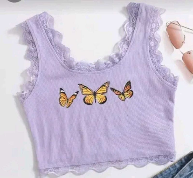 Butterfly Lavender Lace Top