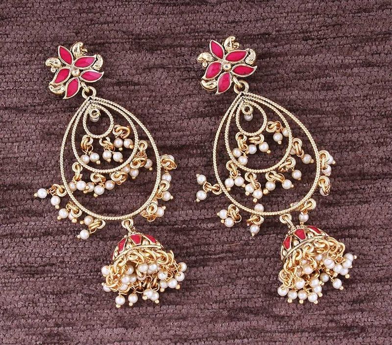 Stylish Jhumka Earrings pink