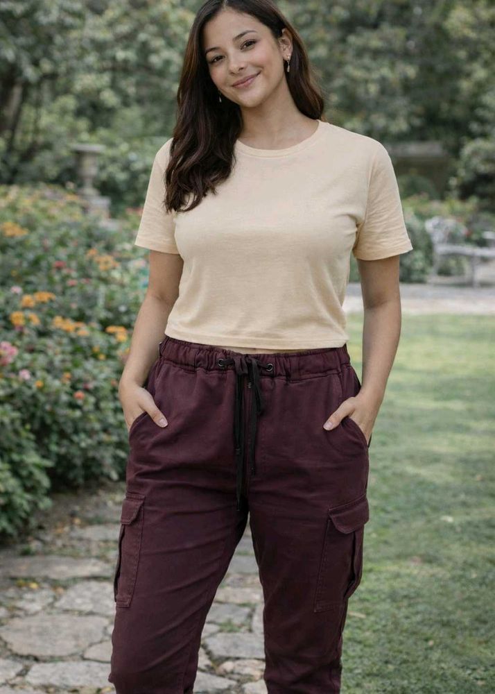 Maroon Casual Cargo Pants