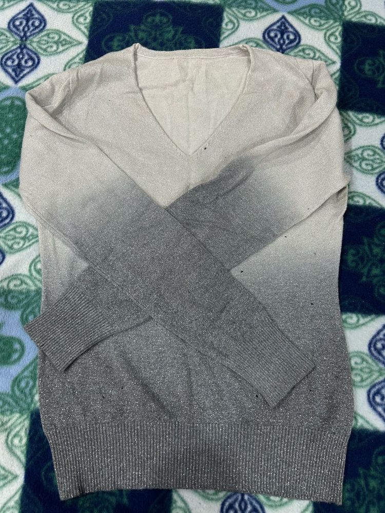 Ombre V-Neck Knit Sweater