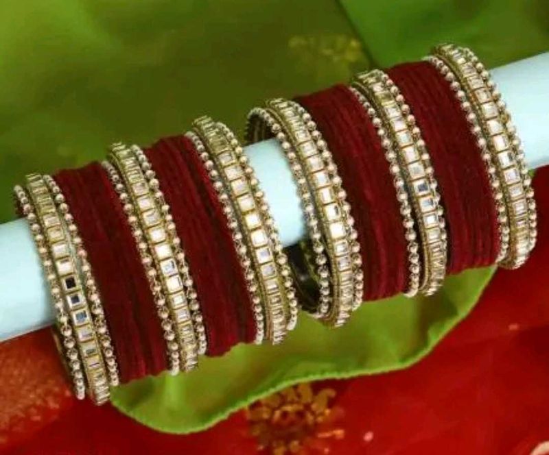 velvet Mahroon bangles set