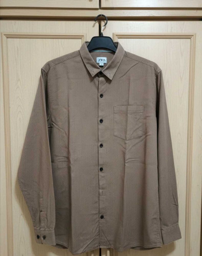 Original Zara Brown Striped Shirt