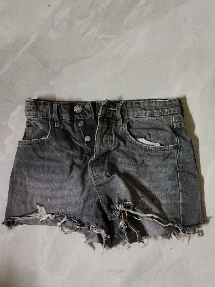 Grey Denim Shorts