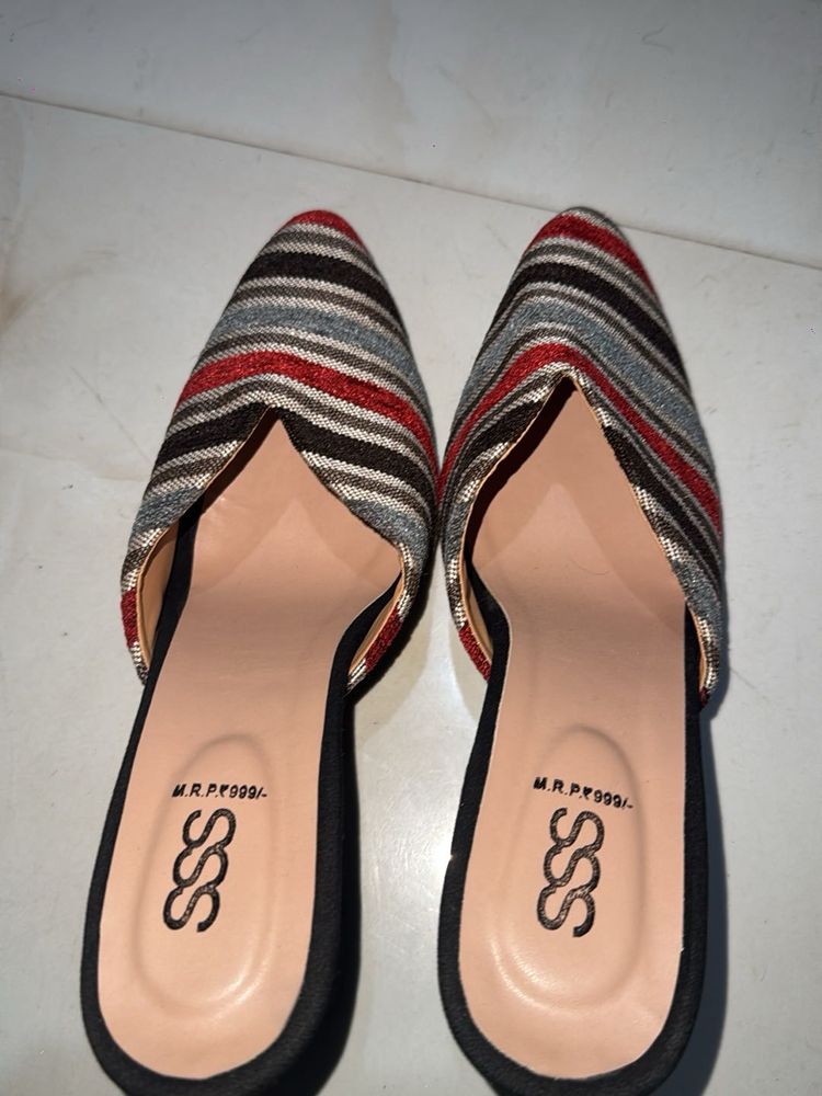 Striped Pointed Mules