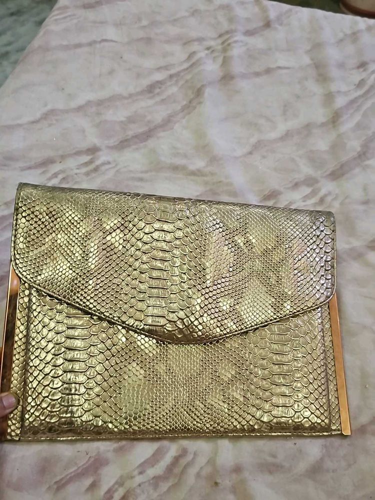 Golden Snakeskin Clutch