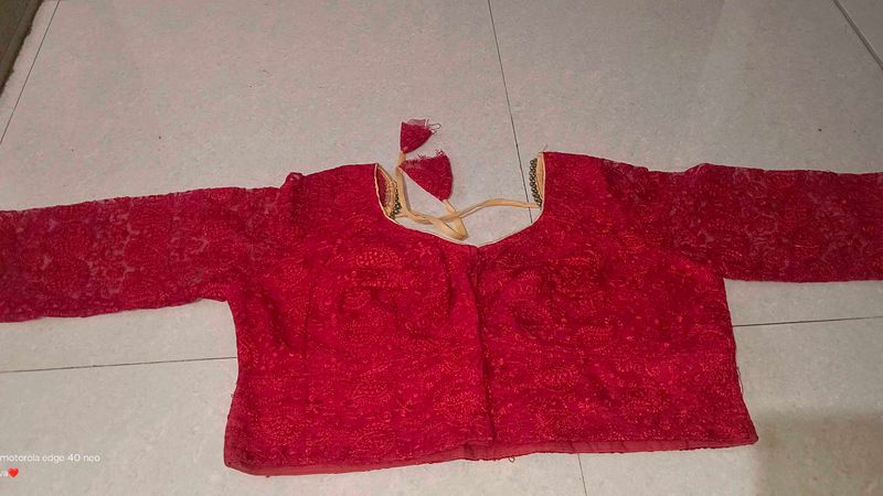 Red Embroidered Blouse