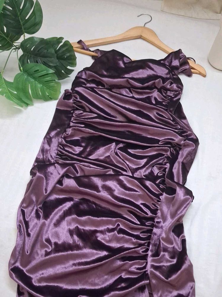 Purple Ruched Bodycon Dress