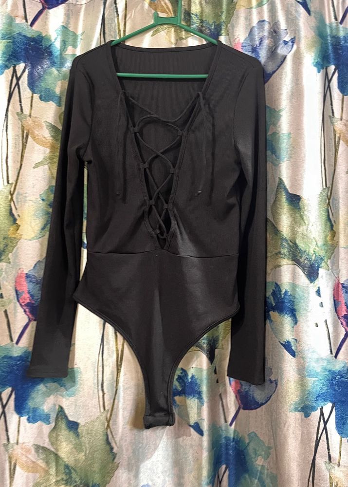 Black Lace-Up Bodysuit