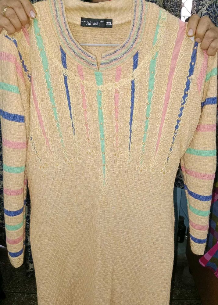 wollen yellow colour kurta ..with full sleeves