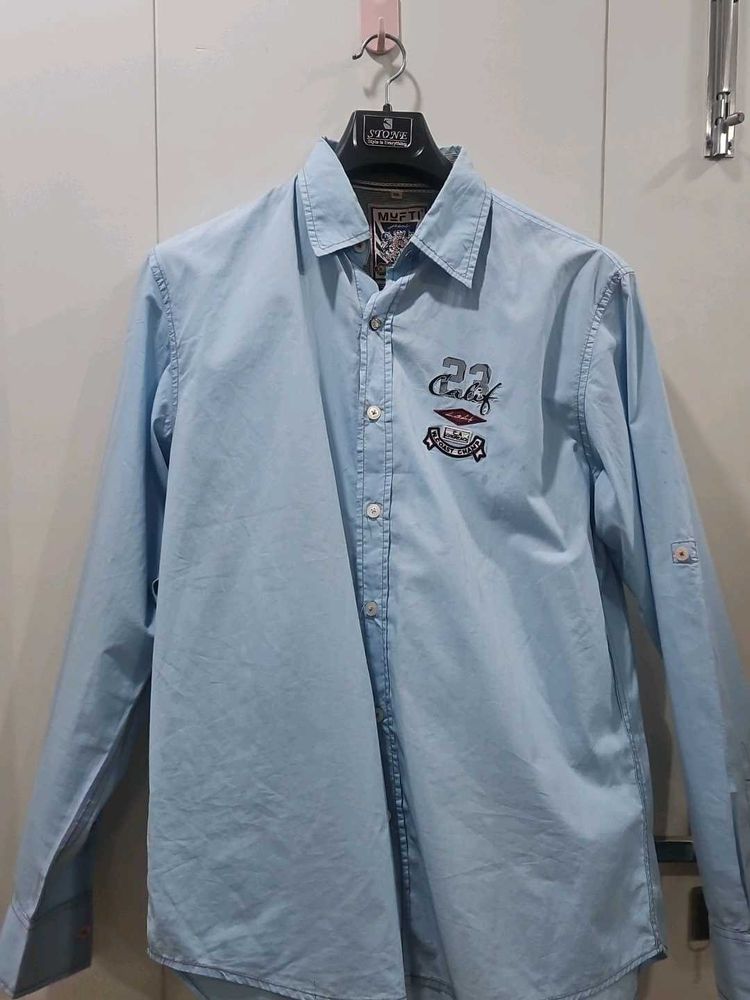 Mufti Blue Casual Shirt