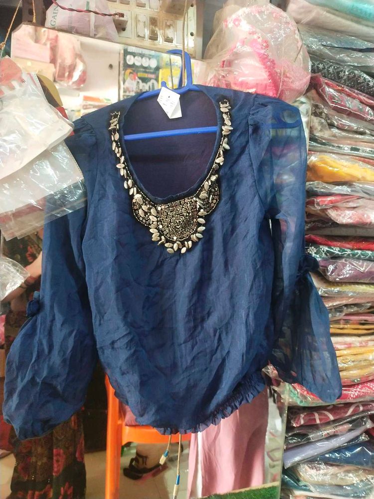 Embellished Blue Top